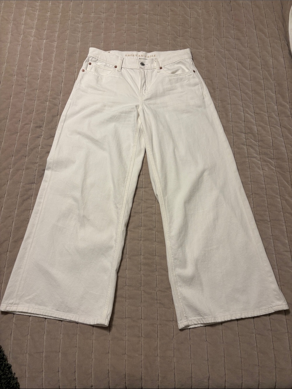 American Eagle Outfitters White Low Rise Ultra Wide-Leg Jeans Size 6 Short